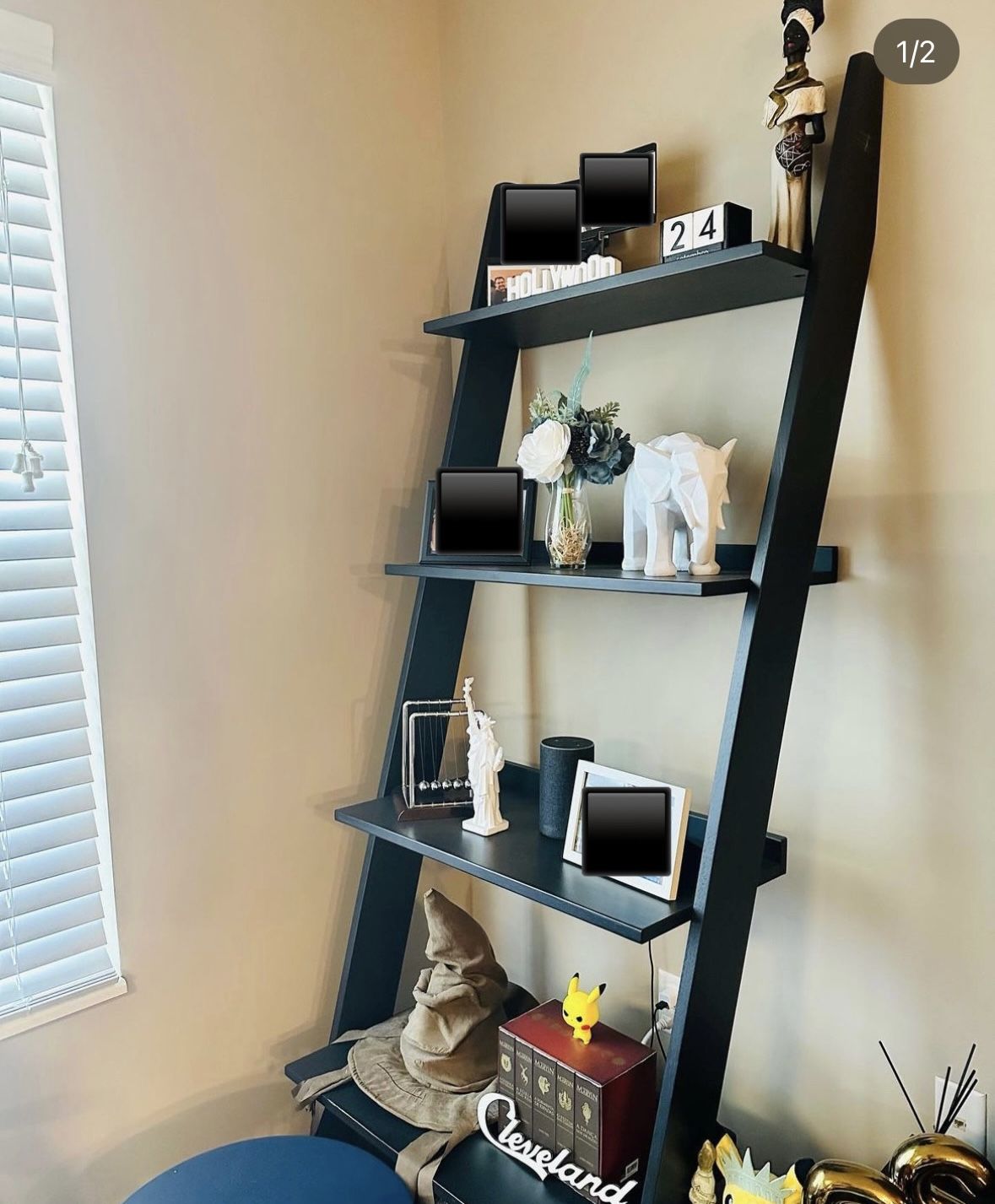 Black Bookshelf - Value City Furniture - 4 Shelves - Spacious and Stylish