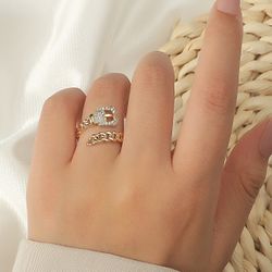 1pc Rhinestone Belt Design Ring Free Size 