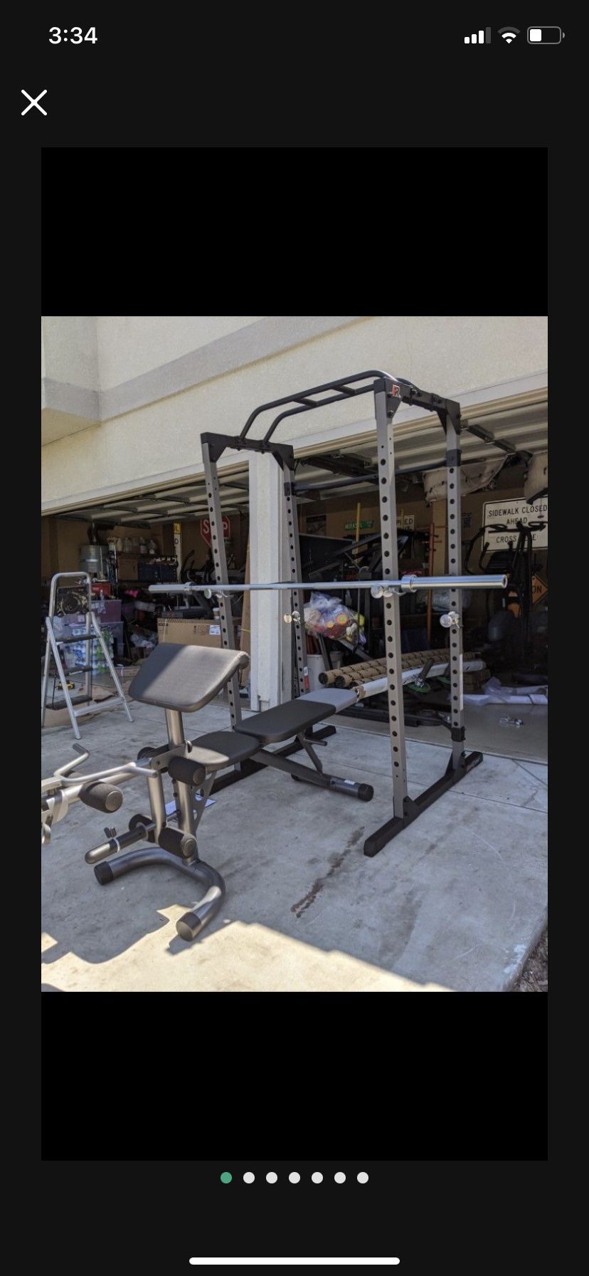 800lb Rated Power Cage Combo With Fully Adjustable Bench And 300lb Olympic Weight Set With Barbell And Clips