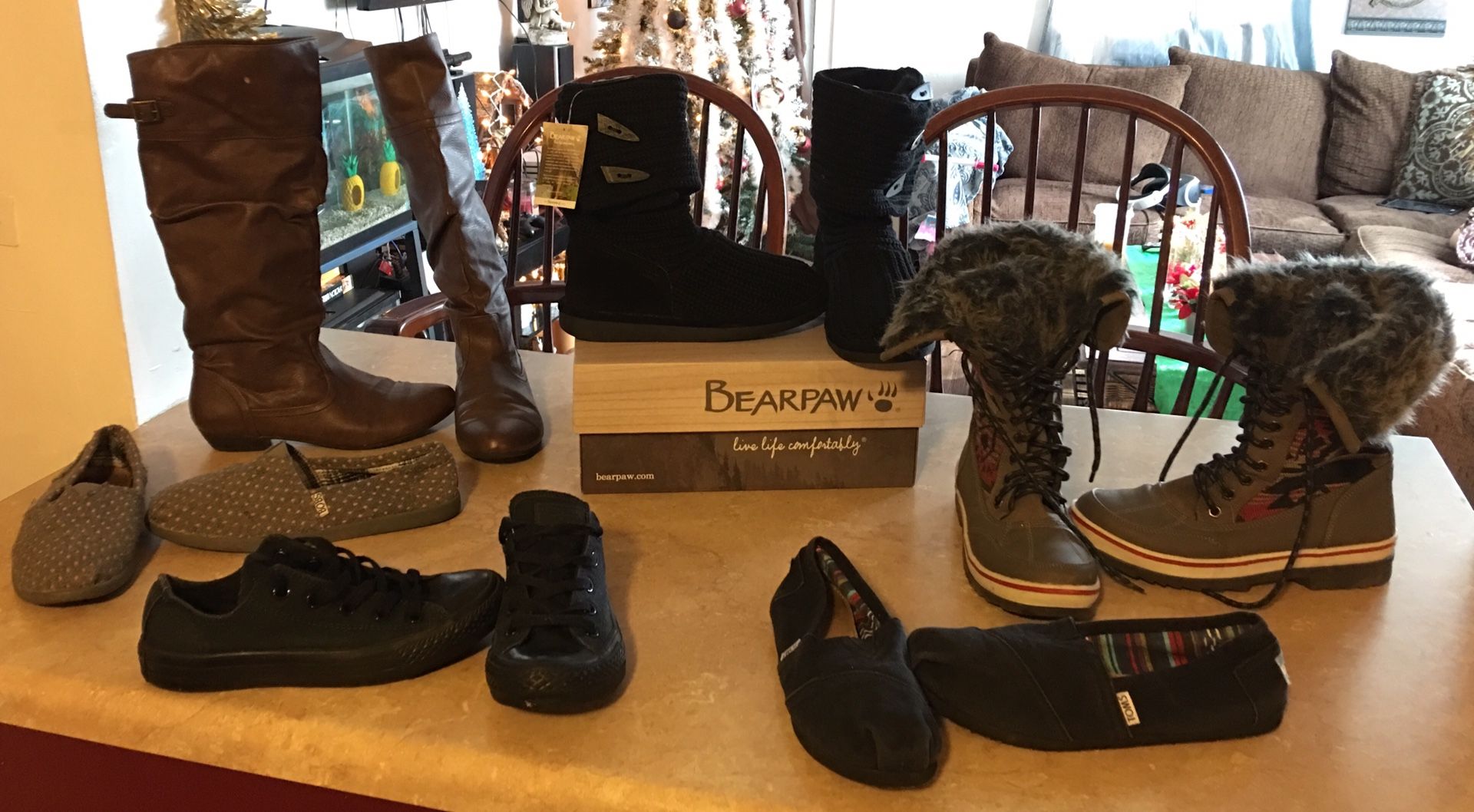 Women Converse, Toms. Boots, Snow Boots, Bear Paw, etc Size 7 and 7 1/2