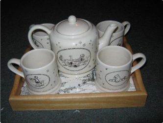 Rare W/Box 6 PC Tea Set Classic Pooh Exl Cond 