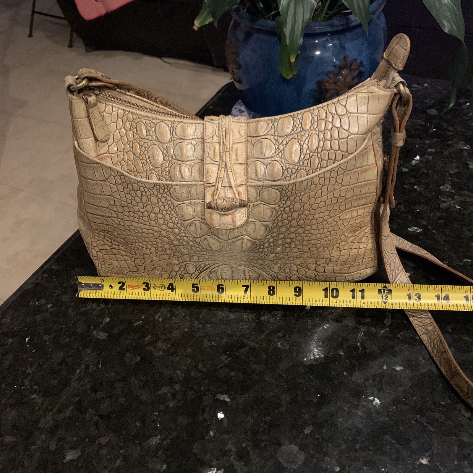 Brahmin Handbag Vintage Medium Beige Leather in Embossed Crocodile Satchel  for Sale in Fort Lauderdale, FL - OfferUp