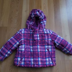 Cat&Jack Infant Girls 12M Pink Purple Plaid Snow Jacket Coat Waterproof 2 In 1
