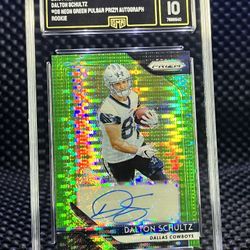 🔥2018 Dalton Schultz ROOKIE NEON GREEN Pulsar Prizm Autograph ✍️ 