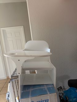 White Wooden Toddler Learning Tower with Desk