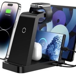 Wireless Charger for iPhone - 5 in 1 Charging Station for Multiple Devices Apple: Fast Wireless Charging Stand Dock for iPhone 14 13 12 Pro Max Apple 