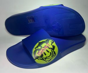 Versace Mens Medusa Smile Lapis Lazuli Lime Pool Slide Sandals - Size 43EU/ 10US