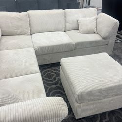 New Corduroy Sectional Couch with Ottoman! Free Delivery π