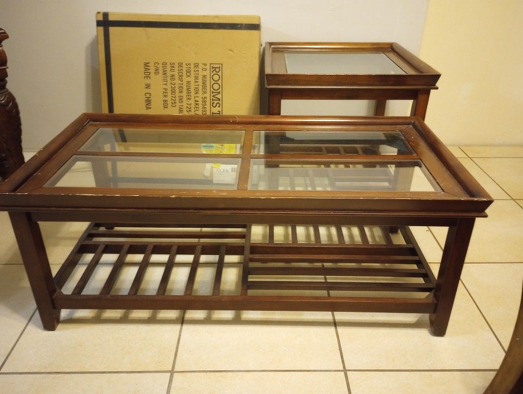 Glass Coffee Table With Two Side Tables 