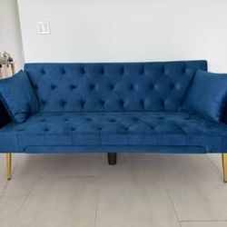 Blue Velvet Futon Couch