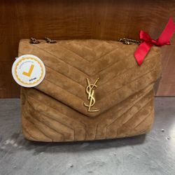 YVES SAINT LAURENT (YSL) LOULOU MEDIUM SHOULDER BAG SUEDE