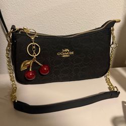 Black denim coach purse