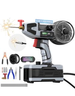 2 in 1 MIG and Stick Welder: 250A Handheld Portable Welding Machine, 110V Gasless Flux Core Wire Feed Welder & MMA ARC Welder Gun, 3.97lb w/LCD Displa