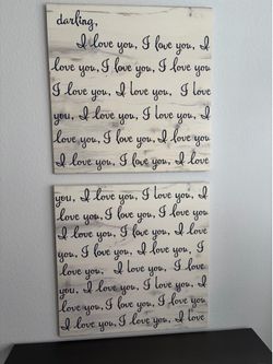 Large 24x24 Back40Life "Darling I Love You" Wood Sign Set - Matching Pair