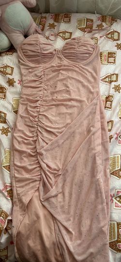 Long Pink Dress With Gems 