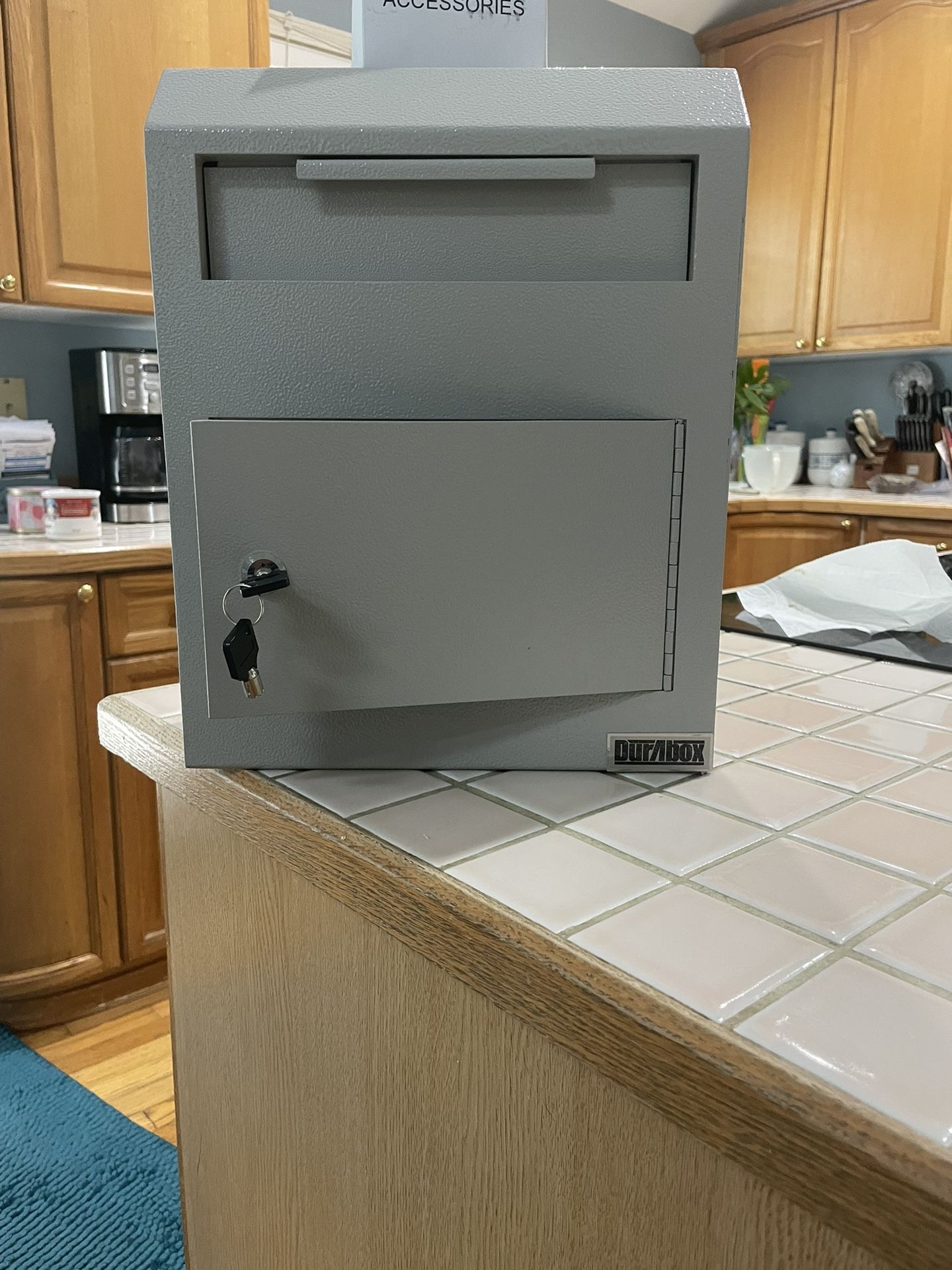 Drop Box D500, Heavy Duty Steel Mailbox for Depositing Mail, Keys, Rent Payments, Checks - Door Mail Slot with Rear Access (Black)