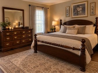 Ethan Allen California King Bed Set - Dresser & Mirror