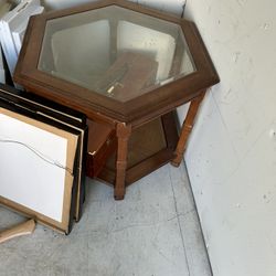 Hexagonal Shaped Table With Glass Top