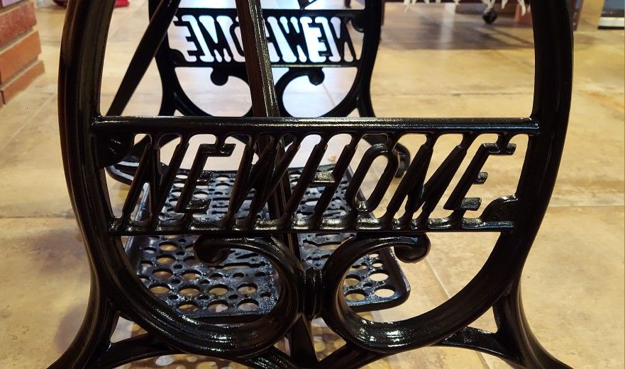 Vintage Cast Iron Sewing Machine Treadle Base With Glass Top