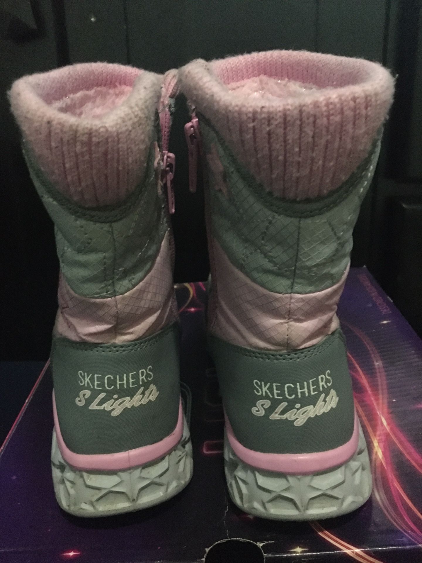 Sketchers Pink And Grey Girl Boots
