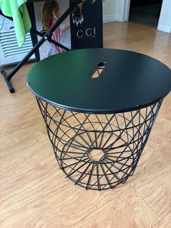 Set of 2 Black Wire Basket Side Tables / Storage Tables