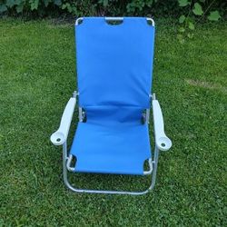 Blue Bahama Aluminum Rolling Beach Chair W/ Wheels