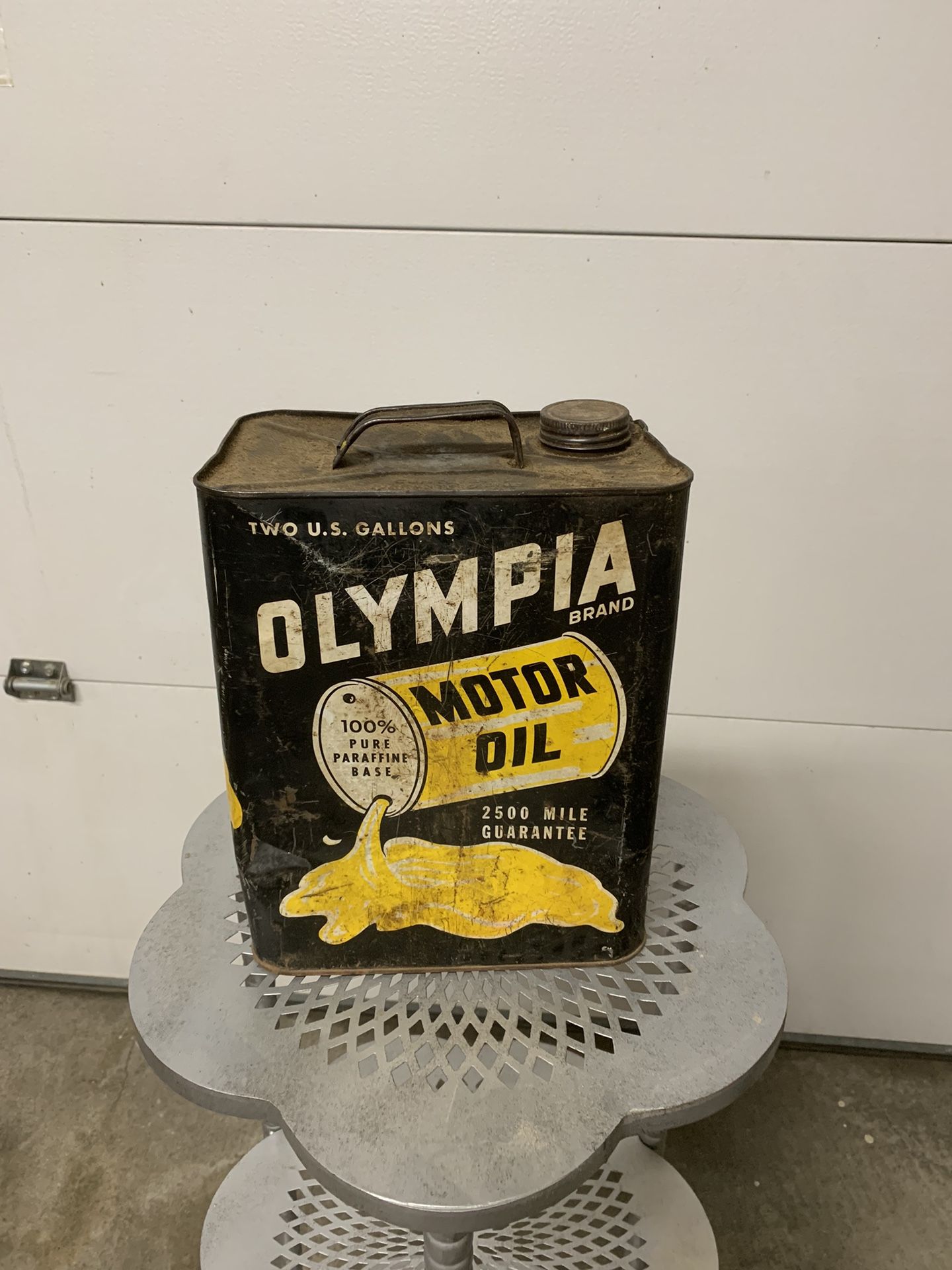 Empty Rare 2 U.S. Gallon Olympia Brand Motor Oil Can