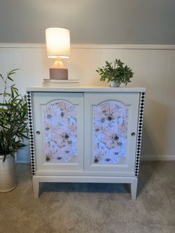 Whimsical Refurbished Accent Cabinet / Coffee Bar / Entryway Table