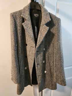 Mens Overcoat Black Grey Houndstooth
