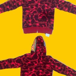 A Bathing Ape Red Camo Pullover Hoodie - Any, Size 