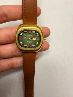 Vintage 1970s Fortis UF 36000 HO Automatic High-Beat 25 Jewels – Green Dial Gold-Tone Case