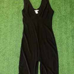 Women’s Bozzolo Black see through bodysuit with V-neck size S