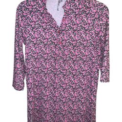 Lulu B Pink Leopard Button Tunic Size XS