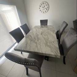 MARBLE DESIGN 7 Piece DINING SET 🤍🩶