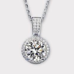 VVS Moissanite Solitaire Necklace Passes Tester 