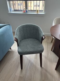Set of 2: DEVAULT UPHOLSTERED DINING CHAIRS in BLUE