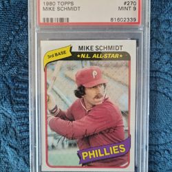 MIKE SCHMIDT 1980 Topps #270 PSA Graded Card MINT 9 MLB Philadelphia Phillies