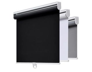 AOSKY Cordless Roller Shades Blackout Blinds (48" W x72" H, Black)