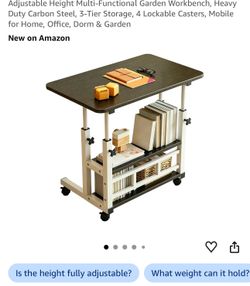 NEW Adjustable Height Garden Workbench/Liquor Cart – Rolling Storage Station