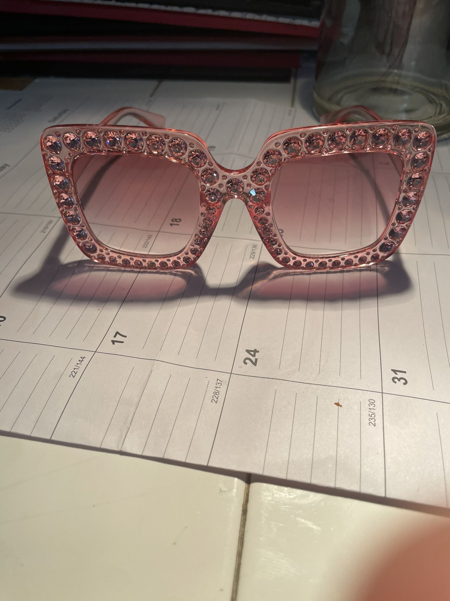 Bling Luxury Heavy Pink Crystal Sunglasses Rhinestone Identical To Gucci Gg 0145 With Out Logos