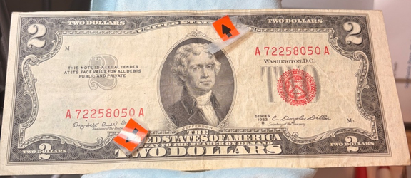 $2 1953 Red Seal Note Miscut Crisp #A(contact info removed)0A #(contact info removed)66