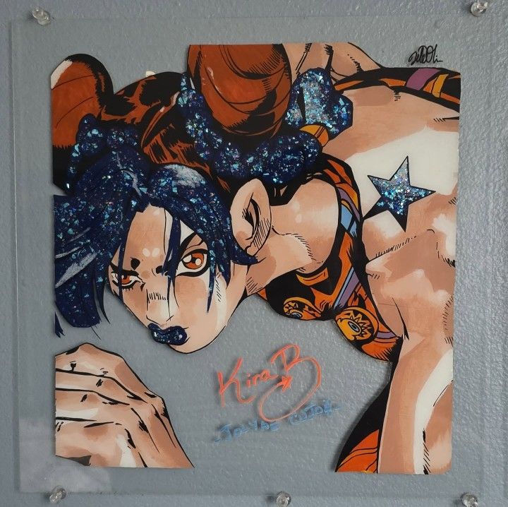 Autographed Jolyne Cujoh Glass Painting
