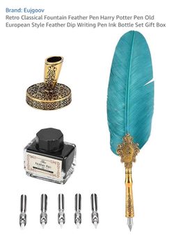 Harry Potter Vintage Feather Quill Dip Pen Set with Ink & Nibs (Brand New)