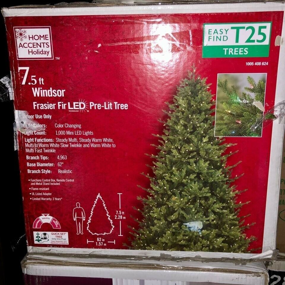 7.5 ft Windsor Frasier Fir LED Pre-Lit Artificial Christmas Tree with 1000 Color