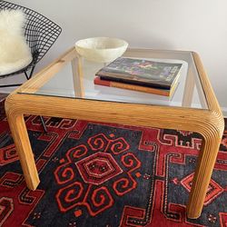 Vintage Coffee Table Pencil Reed Coastal Boho 