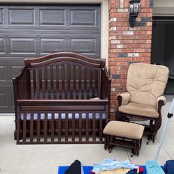 Baby Crib And Rocking Chair Set