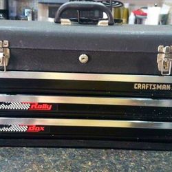 Craftsman Rally Racing 3 Drawer Collectors metal mechanic Tool box chest.