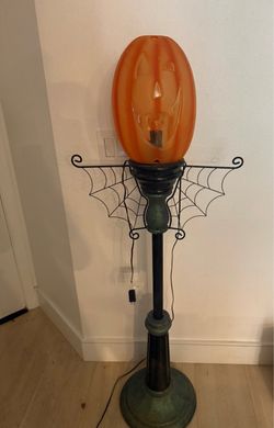 Halloween Jack-O-Lantern Floor Lamp with Spiderweb
