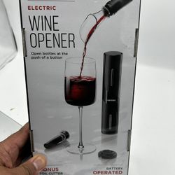 Chefman Battery-Operated Electric Wine Opener with Foil Cutter Pourer Stopper 