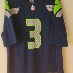 NFL Nike On Field Seattle Seahawks #3 Russell Wilson Jersey Navy Men's Size L